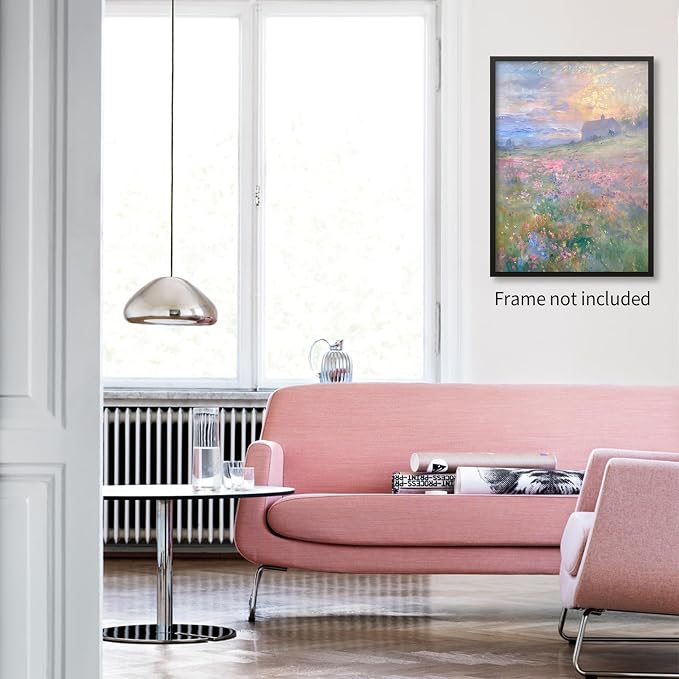 rumlud French Country Floral Wall Art Vintage Colorful Flower Field Landscape - Image 5