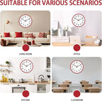 HZDHCLH Wall Clock Red, Silent Wall Clocks Battery Operated 12 Inch Modern Non - Image 5