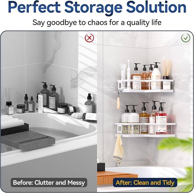 YASONIC Shower Caddy Corner, No Drilling Shower Organizer Corner - Image 8