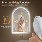 Arched Bathroom Mirror with Lights 28"x40"- Frameless LED Mirror - Image 2