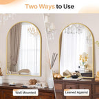 Bathroom Mirror for Wall, 36x24 Inch Arched Mirror, Matte Gold Metal Framed - Image 3