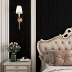 YENHOME 17.7"X200" Black Wallpaper Peel and Stick Black Felt Fabric Self - Image 2