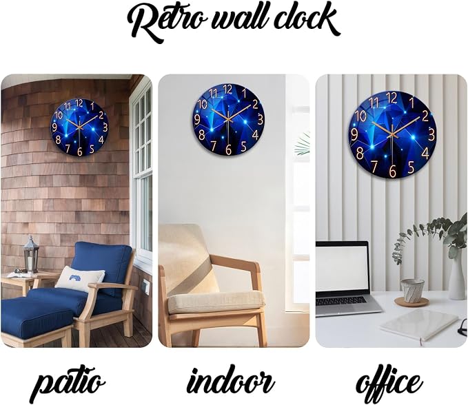 Blue Wall Clock for Living Room Decor Kitchen Wall Clocks Battery Operated 12 - Image 7