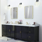 Gold Framed Bathroom Mirror, Brushed Gold Bathroom Vanity Wall Mirror, Rounded - Image 2