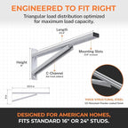 Heavy Duty Metal Brackets for Garage Wall Shelving, Modular Wall Mounted - Image 4