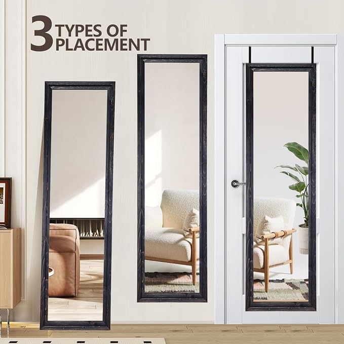 50"x16" Door Mirror, Rustic Full Length Mirror, Over The Door Hanging Mirrors - Image 4