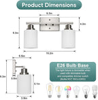 Ascher Bathroom Light Fixtures, 2-Light Vanity Light Over Mirror, Brushed - Image 2
