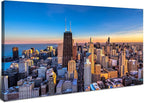 AIYISU Chicago Skyline Wall Art Chicago City Wall Decor Night Cityscape Canvas by HOME