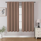 CUCRAF Khaki Blackout Curtains 45 inch Length 2 Panels Set, Rod Pocket Room by CUCRAF