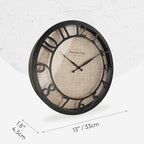 Presentime & Co 13" Farmhouse Series Wall Clock, Cottage Style, Faux Burlap - Image 7