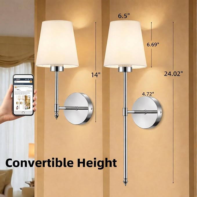 IRONPAX Wall Sconces Battery Operated Set of 2, Wireless Rechargeable Wall - Image 2