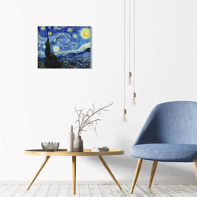 Van Gogh Canvas Wall Art: Starry Night Landscape Painting Picture Reproduction - Image 4