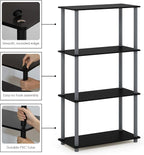 Furinno TURN-N-TUBE Storage Shelves, 4-Tier Toolless Book Shelf, Corner Shelf - Image 7