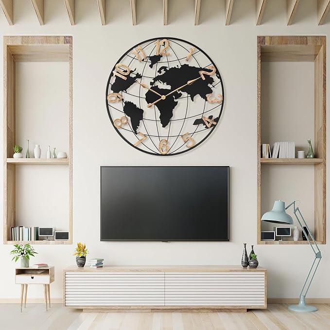 36 Inch Extra Giant Oversized Black Metal Wall Clock, Large Modern Decorative - Image 4