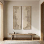 Long Narrow Framed Neutral Abstract Vertical Wall Art Set of 2, Oversized - Image 7