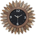 Honiway 14 Inch Wall Clock, Rustic Wood Boho Sunburst Decorative Wall Clocks by Honiway