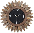 Honiway 14 Inch Wall Clock, Rustic Wood Boho Sunburst Decorative Wall Clocks by Honiway
