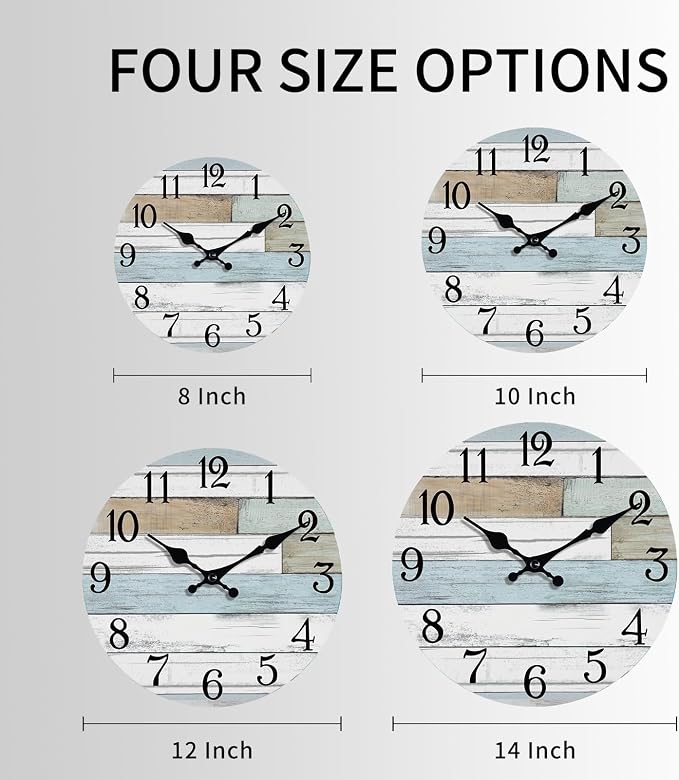 KECYET Wall Clock Battery Operated 10 Inch Silent Non Ticking Coastal Design - Image 2