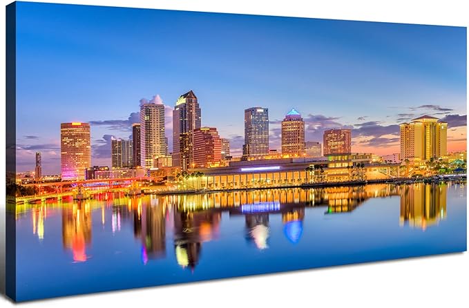 AIYISU Florida Wall Art Tampa Downtown Skyline Canvas Picture USA City by HOME
