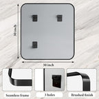 Bathroom Mirror for Wall, 30 Inch Square Mirror, Matte Black Metal Framed - Image 4