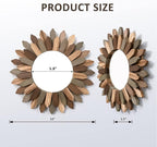 Honiway Boho Wall Decor Mirror 2 Pack 12 inch Rustic Wood Decorative Mirror - Image 6