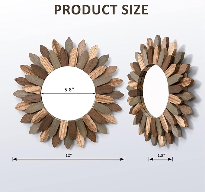 Honiway Boho Wall Decor 12 inch Decorative Mirror - Image 6