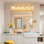 Modern Crystal Bathroom Vanity Light 5 Lights Crooked Gold Over Mirror Wall - Image 6