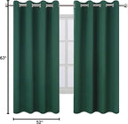 LEMOMO Dark Green Bedroom Blackout Curtains/52 x 63 Inch Long/Set of 2 Curtain - Image 10