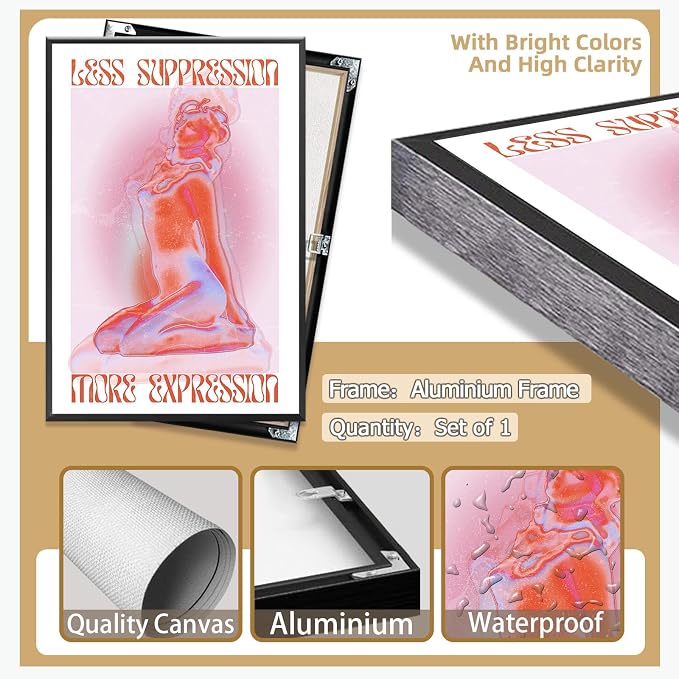 Spiritual Affirmation Art Poster Pink Woman Canvas Wall Art Aesthetic Pictures - Image 2