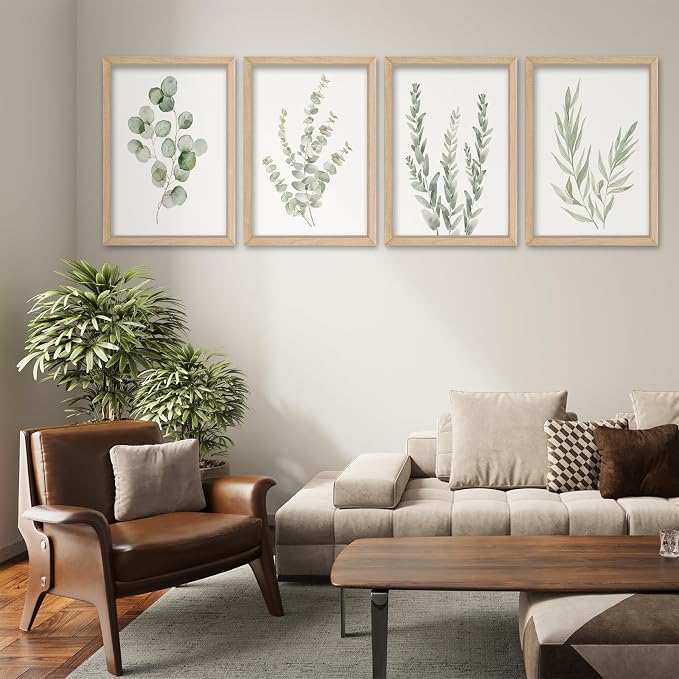 YWJKWLGS Botanical Watercolor Prints Sign Sage Green Eucalyptus Wall Decor - Image 4