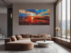 Anolyfi Sunset Wall Art for Living Room, Reed Lake Wall Decor Red Artwork for - Image 6