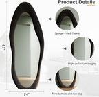 Honyee Full Length Mirror, Flannel Wrapped Wooden Frame Floor Mirror, Irregular - Image 5