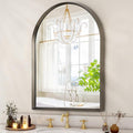 Arched Wall Mirror Bathroom Mirror Brushed Metal Vanity Wall Mounted Mirror by HLFMVWE