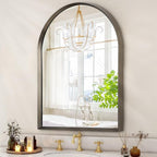 Arched Wall Mirror Bathroom Mirror Brushed Metal Vanity Wall Mounted Mirror by HLFMVWE