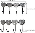 Coat Rack Wall Mounted with 4 Hooks, Heart Geometric Pattern Decorative Wall - Image 2