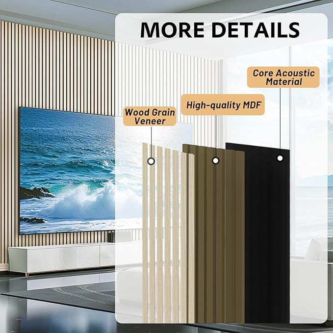 RITOLLO 4 Pack Wood Panels for Wall, 47.2"×23.6" Wood Slat Acoustic Panels for - Image 3