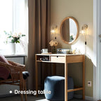 Shenmoyl Plug in Wall Sconce, Transparent Tulip Glass Lampshade Wall Light - Image 4