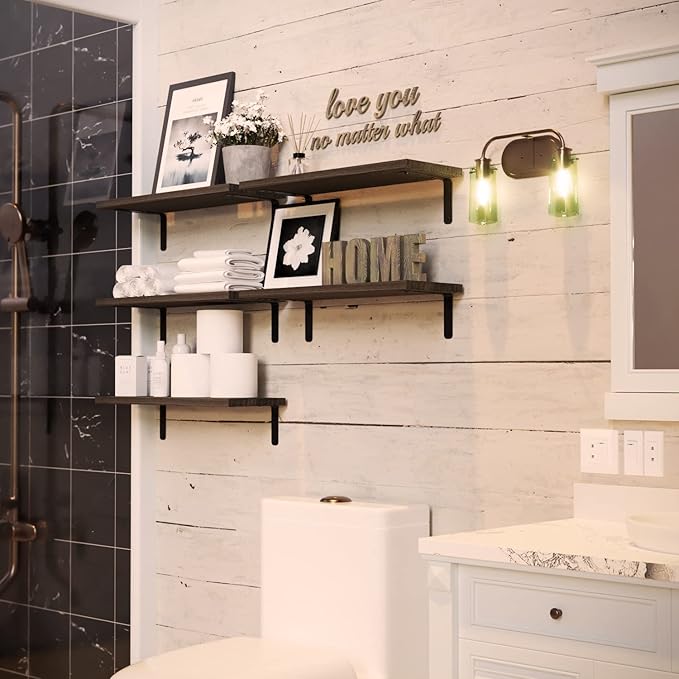 RICHER HOUSE Floating Shelves for Wall Décor, Rustic Wood Wall Mounted Shelves - Image 6