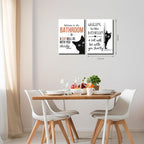 MUWAK Funny Welcome to the Bathroom Slogan Wall Art Set of 2 – Cat will Be - Image 3