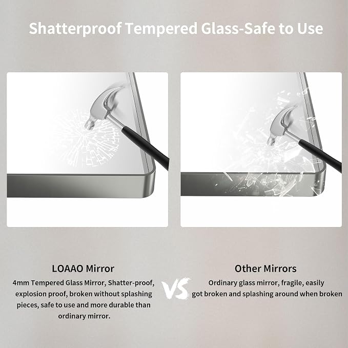 LOAAO 84X32 Inch Brushed Nickel Bathroom Mirror, Rounded Rectangle Silver Metal - Image 7