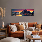 AREBOLO Sunset Mountain Canvas Wall Art Lake Landscape Pictures Nature Wall - Image 2