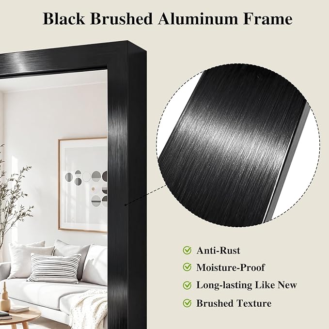 Koonmi Black Mirrors for Wall, 24x36 Inch Bathroom Mirror, Rectangular Wall - Image 4
