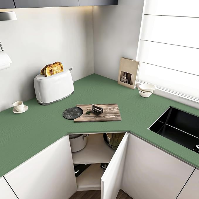 Wood Contact Paper Green Peel and Stick Wallpaper, Thickened No Tearing Vinyl - Image 7