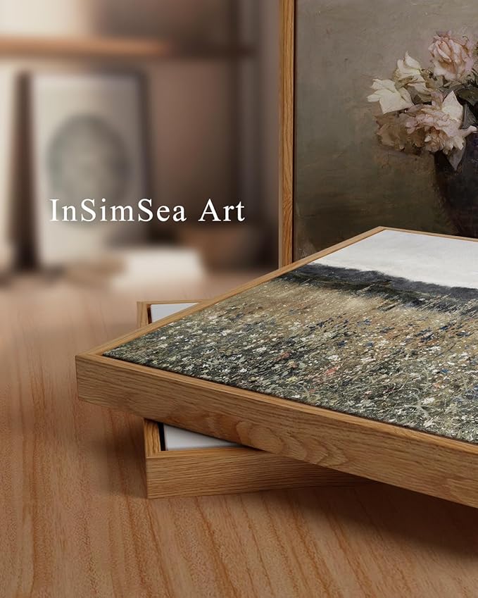 InSimSea Framed Canvas Wall Art Vintage Decor, Landscape Wall Art, Meadow - Image 2