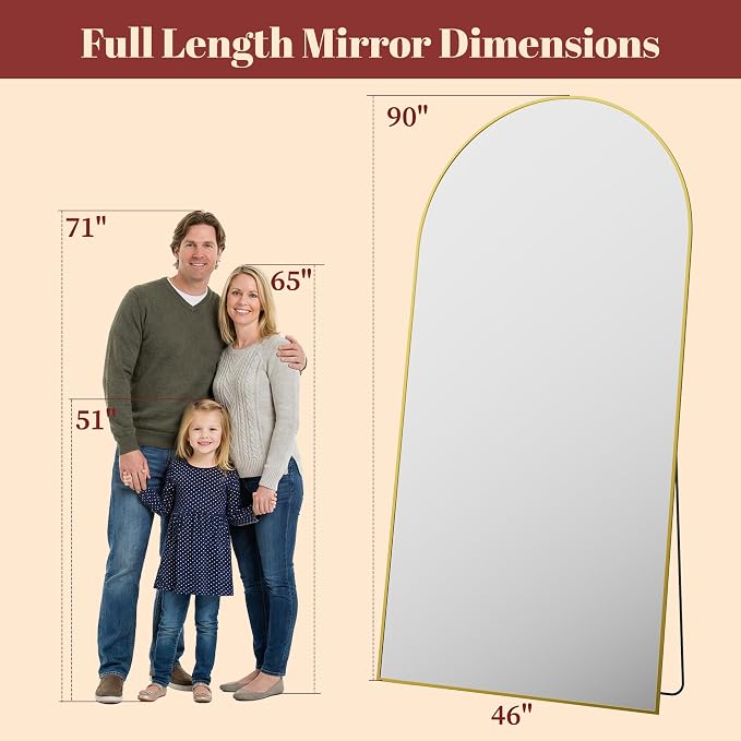 Suidia 90"x46" Arched Full Length Mirror - Image 4