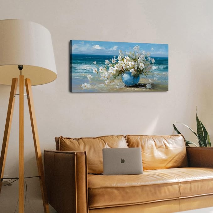 AIYISU Vintage Flowers Canvas Wall Art White Blossom Painting Retro Flowers in - Image 6