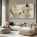 Abstract Canvas Wall Art Gold Circle Painting Green Artwork Framed Wall Prints by YJYart