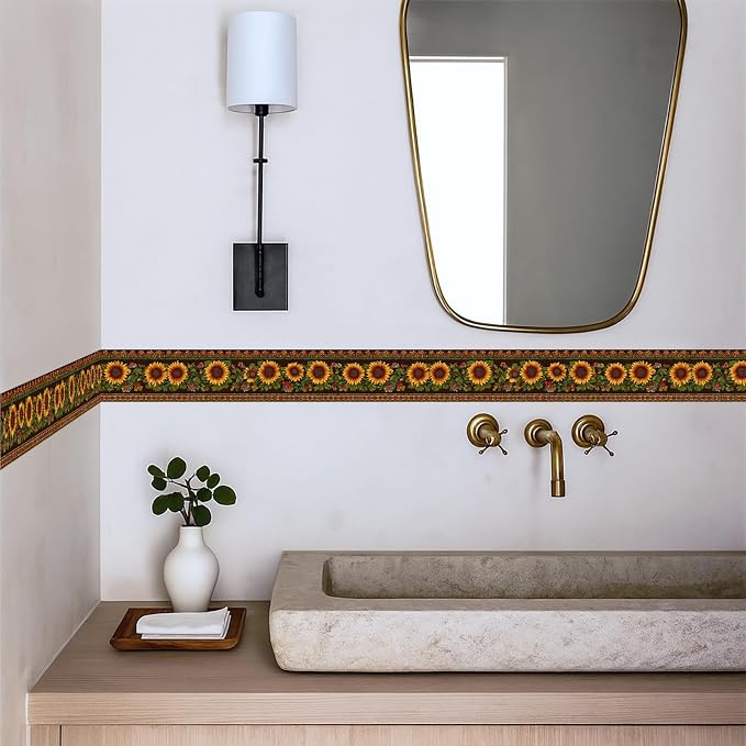 Sunflower Wallpaper Border 196x4 Inch Peel and Stick Wall Border Removable - Image 3