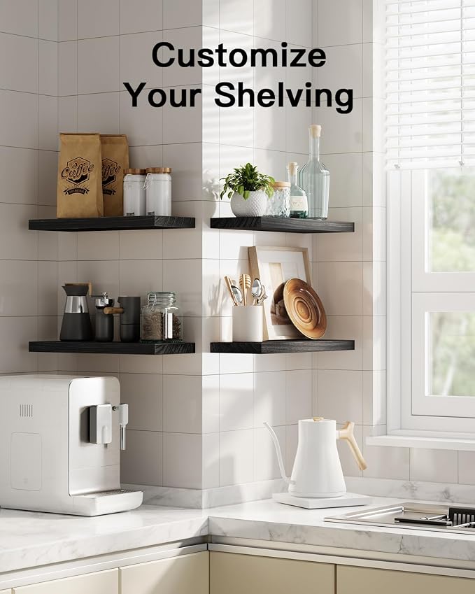 AMADA HOMEFURNISHING Floating Shelves, Paulownia Wood Wall Shelves - Image 8