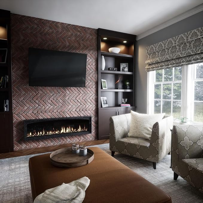 EverStone Herringbone Faux Brick Panel, 46 1/2"W x 25 1/4"H x 1"D, Burnished - Image 11
